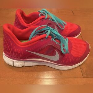 Nike Free Run 3 Athletic Running Shoe Womens Size 8 510643-644 Pink Blue